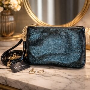 INC International Concepts Shimmering Gree and Gold Clutch